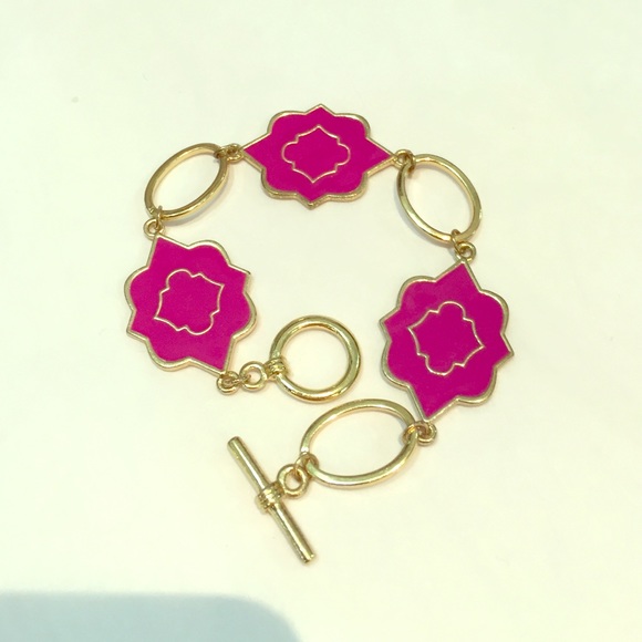 J Crew Bright Pink Arabesque Toggle Bracelet