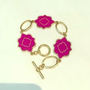 J Crew Bright Pink Arabesque Toggle Bracelet