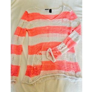 Distressed stripped sweater