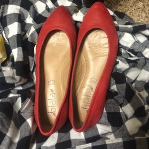 Size 6 red Biala flats. Never worn
