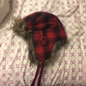 Red and black plaid toboggan