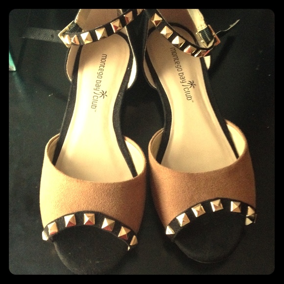 Studded open toed flats