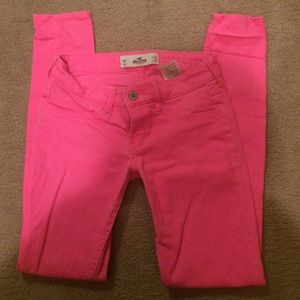 hot pink hollister skinny jeans-0R