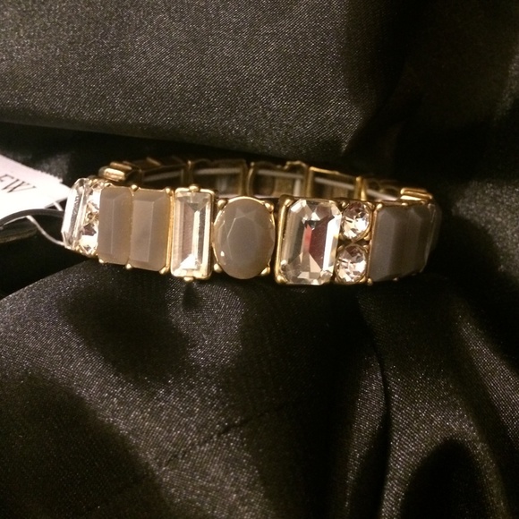 J. Crew Jewelry - Gold J.Crew bracelet with grey and clear stones