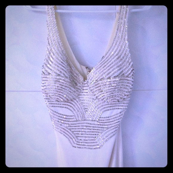 bebe Dresses & Skirts - White beaded dress by BeBe