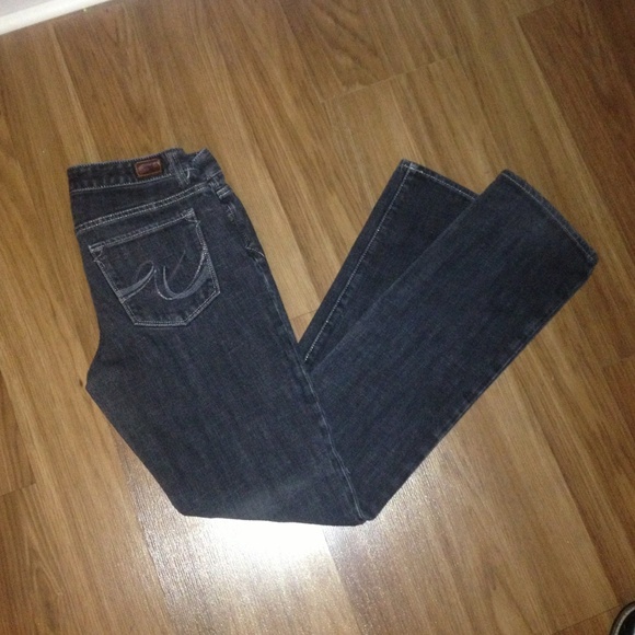 Dark wash straight leg express jeans