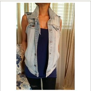 denim cut sleeve vest