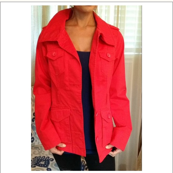 red rain coat, jacket