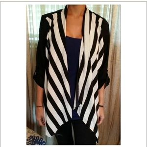 black and white striped cardigan