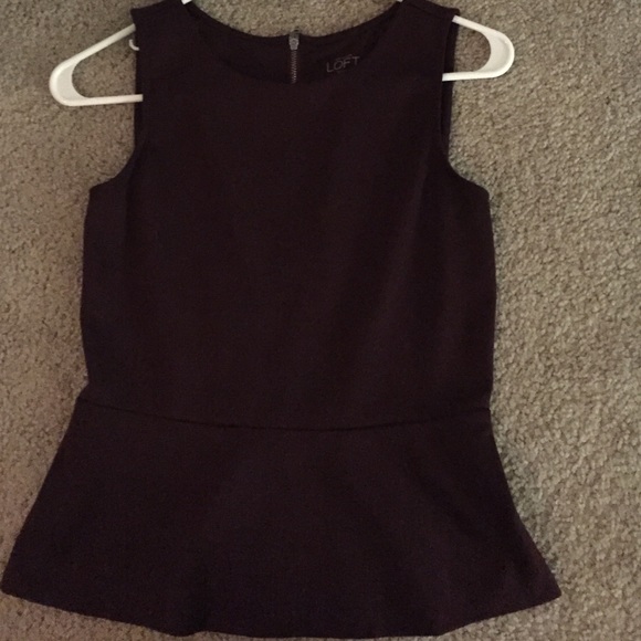 Burgundy Peplum top from Loft. Sz XSP