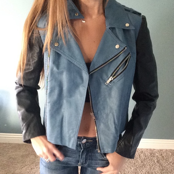 Faux leather moto jacket