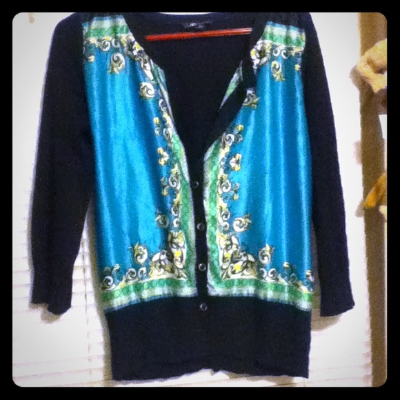 AB Studio Black Cardigan With Unique Pattern Front