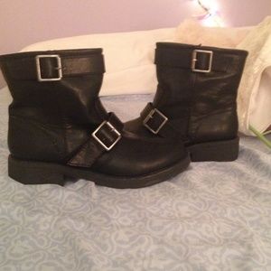 Black leather boots