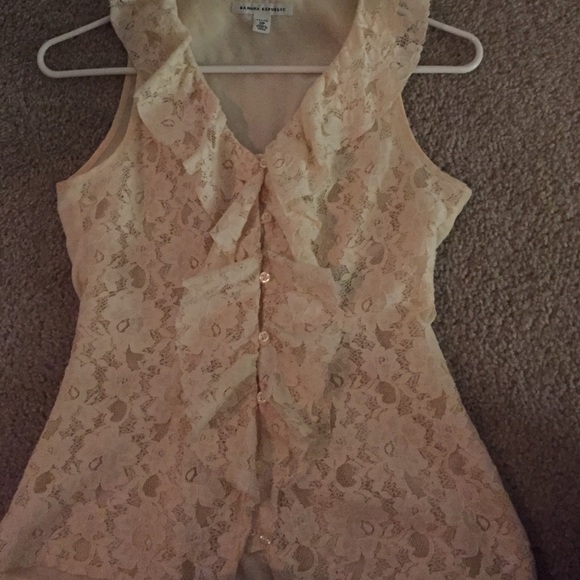 Ivory silk and lace button up tank from Banana Rep