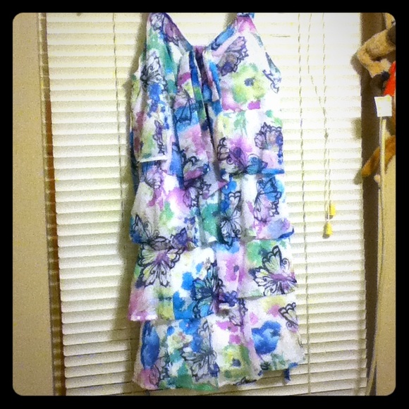 Justice Girls Ruffle Dress With Butterfly Print