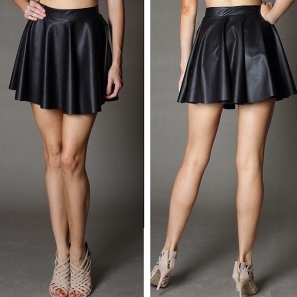 Faux leather skater skirt