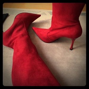 Red suede casadei boots