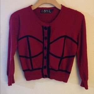 Red w Black stripes Cardigan
