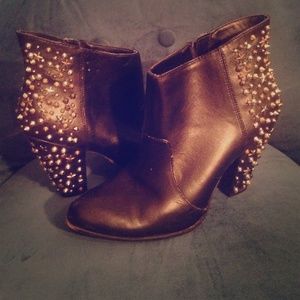 Punk Studded Black Booties Boots in Size 9
