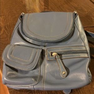 Tignanello Blue Multi Pocket Backpack Handbag