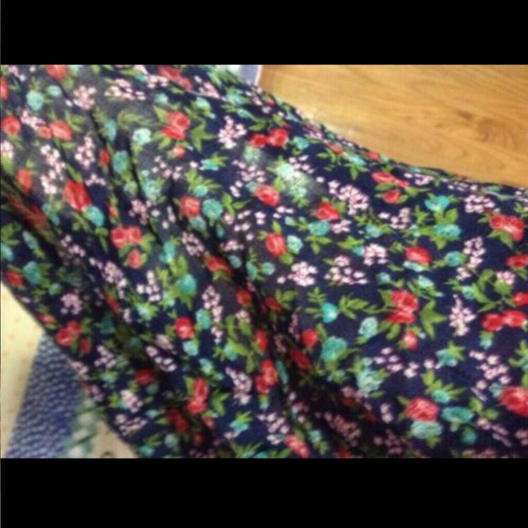 Forever 21 Navy Blue Floral Mesh Tunic Mini Dress - Picture 2 of 3