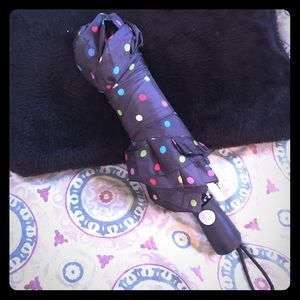 Polka Dot Black and Rainbow Umbrella