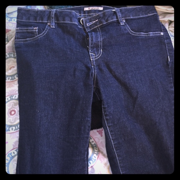 Dark Stretchy Denim Straight Leg Pants