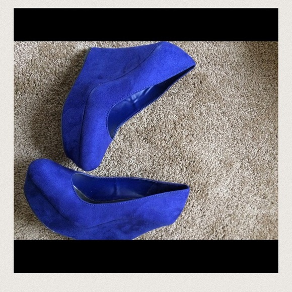Cobalt blue wedge heels