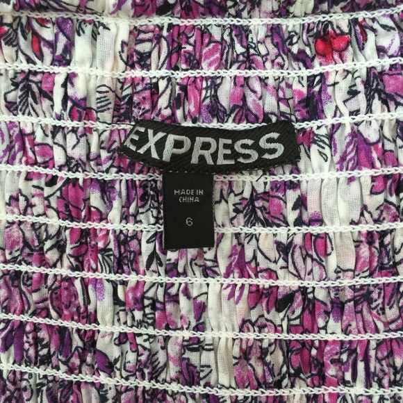 EXPRESS | Purple Floral Sweetheart Dress - Picture 7 of 8