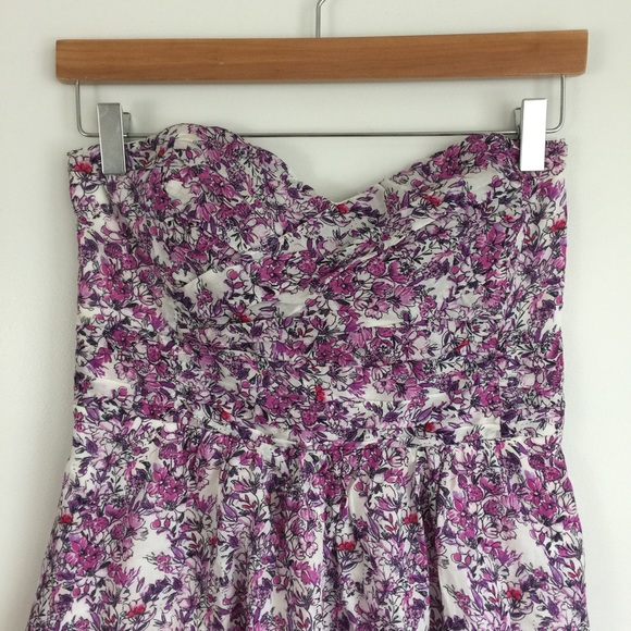 EXPRESS | Purple Floral Sweetheart Dress - Picture 3 of 8