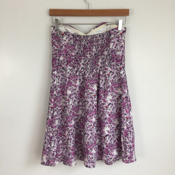 EXPRESS | Purple Floral Sweetheart Dress - Picture 4 of 8