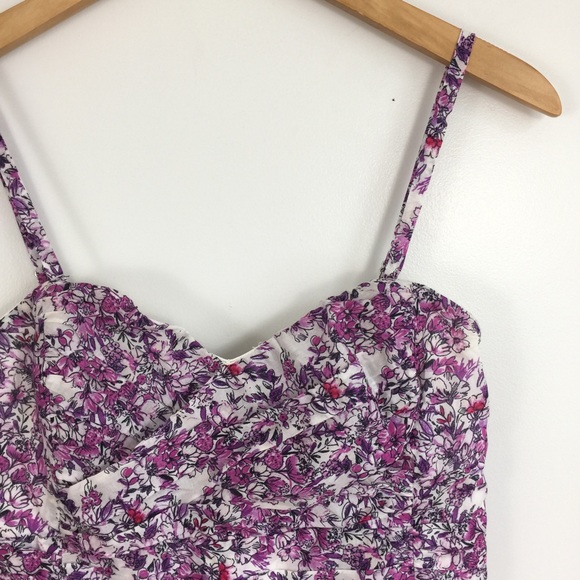 EXPRESS | Purple Floral Sweetheart Dress - Picture 2 of 8