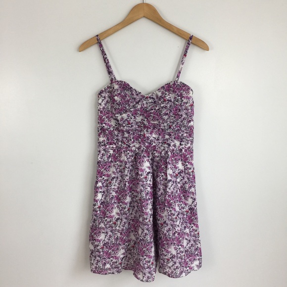 EXPRESS | Purple Floral Sweetheart Dress - Picture 5 of 8