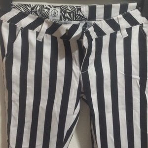 Black and white striped pants