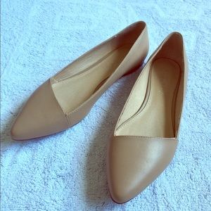 ALDO Nude Pointy Toe Leather Flats Size 8