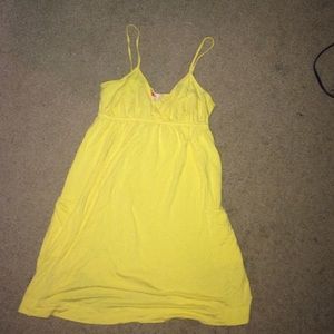 yellow spaghetti strapped dress