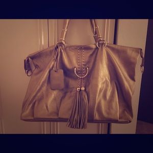 Large Bebe gold tote bag