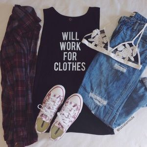 Will Work For Clothes muscle tee