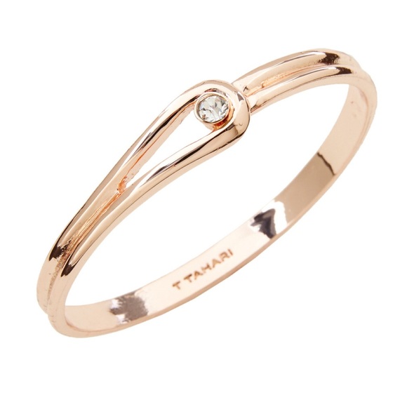 T Tahari Jewelry - Rose Gold Tone Crystal Loop Bangle
