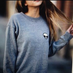 Brandy Melville Erica Alien Patch Sweatshirt