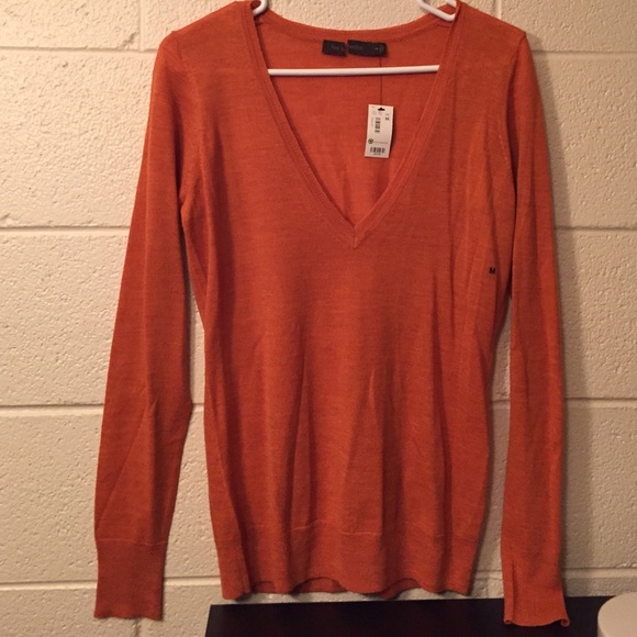 Orange V-Neck Sweater
