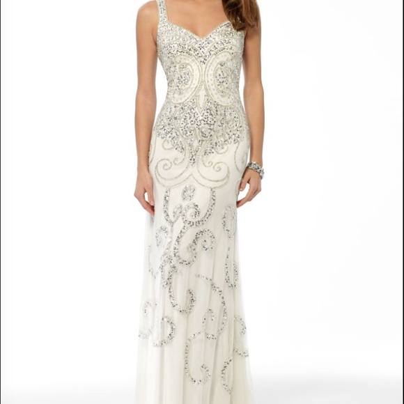 White Beaded Cache Prom Dress!