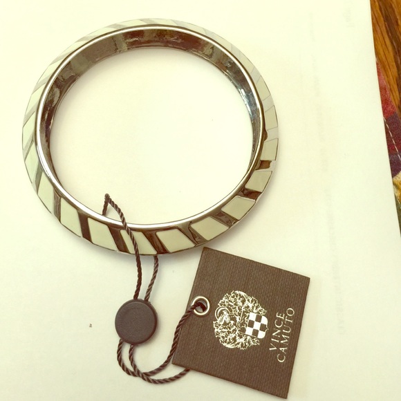 Vince Camuto Jewelry - Vince Camuto stripe silvertone/ivory enamel bangle