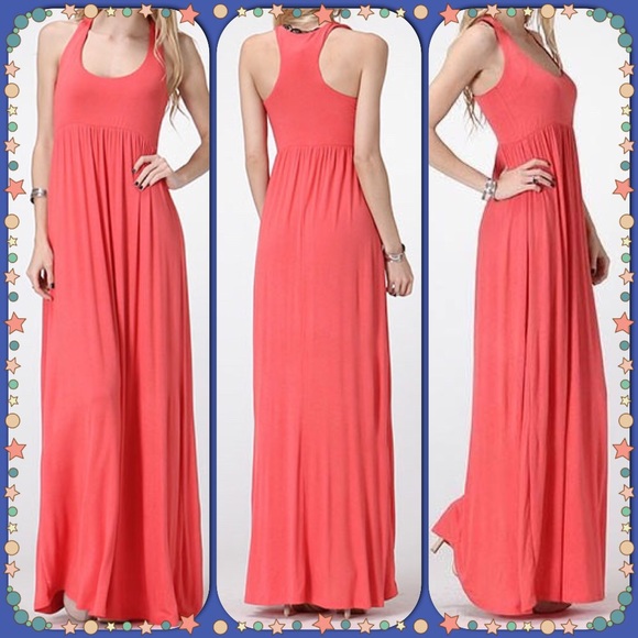 💘💔 CORAL COLOR MAXI DRESS 💌💛