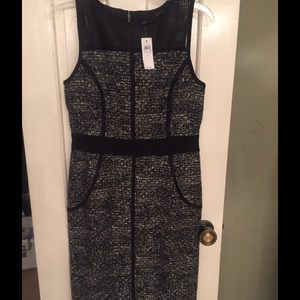 Ann Taylor tweed and faux leather dress