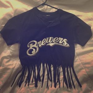 Navy Blue "brewer; Brock #6" baseball tee