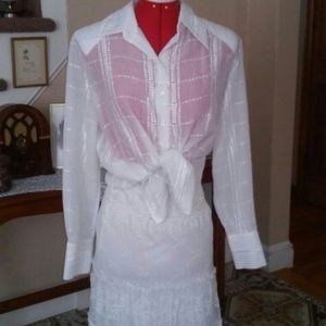 Long Sleeve Sheer Button Down Blouse