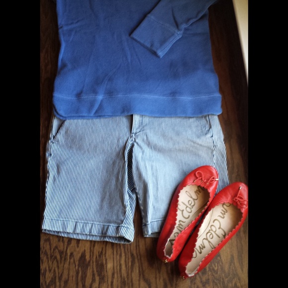 Light Blue and White Striped cotton shorts