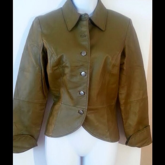 REDUCED Vintage Green Leather Jacket Blazer