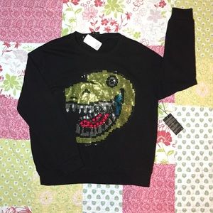 (Never worn) Black studded dinosaur sweater